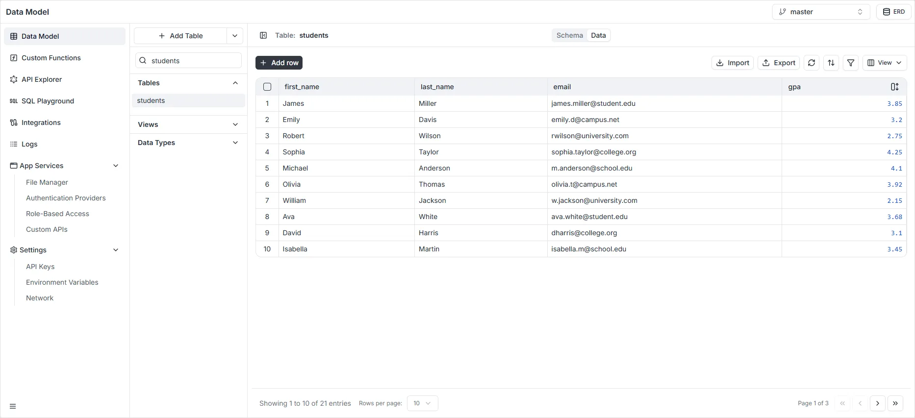 סקירת מודל נתונים וסכמה