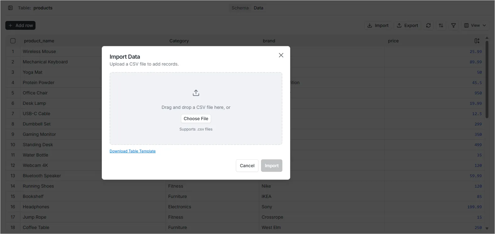 הגדרת הגדרות הייבוא