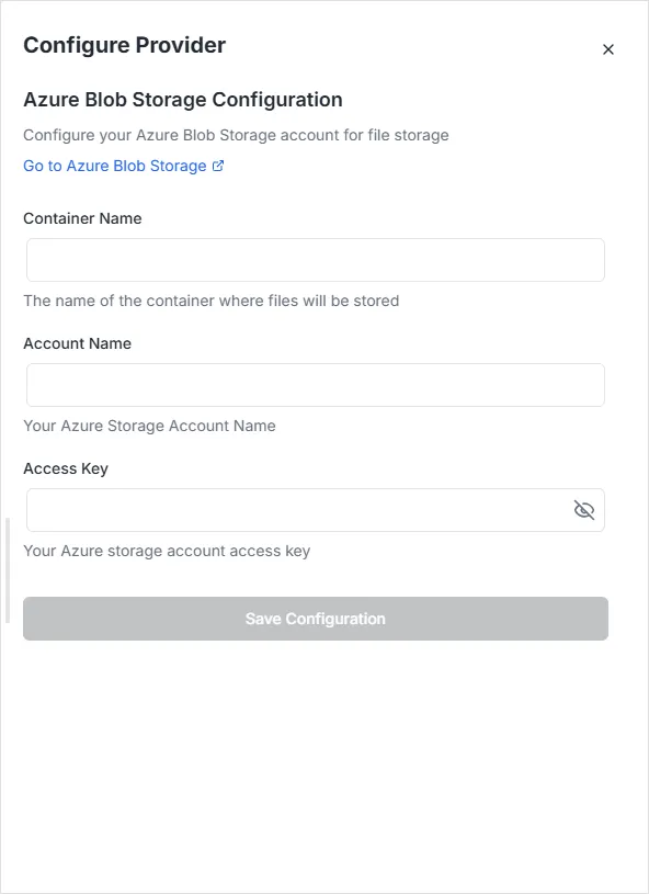Azure Blob Storage configuration