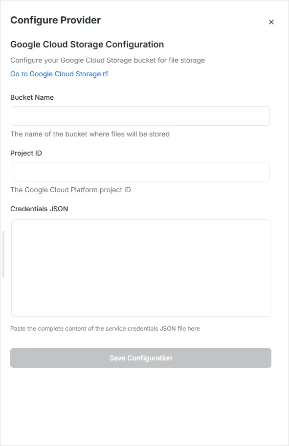 תצורת Google Cloud Storage