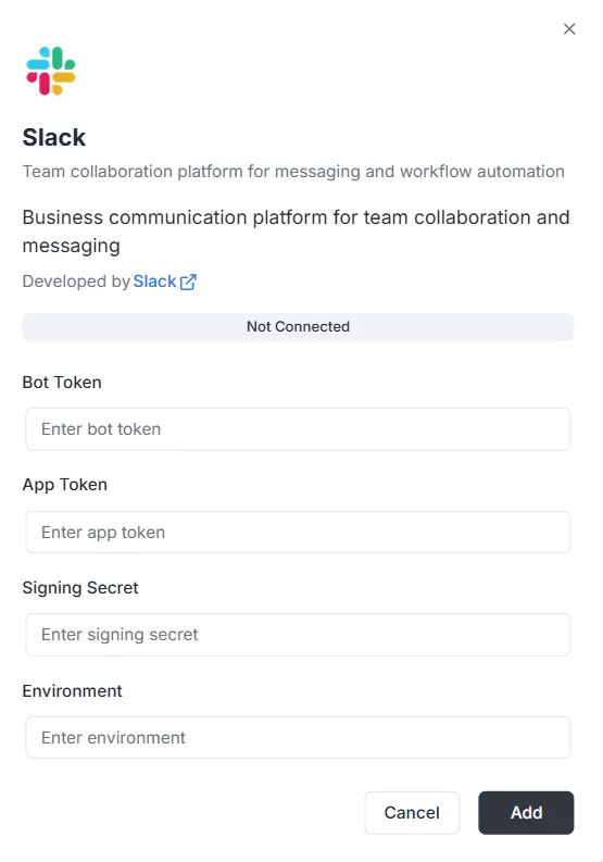 Slack integration configuration