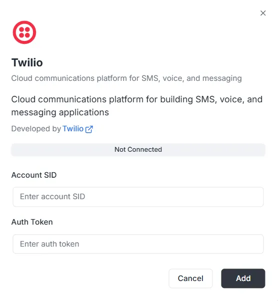 Twilio integration configuration